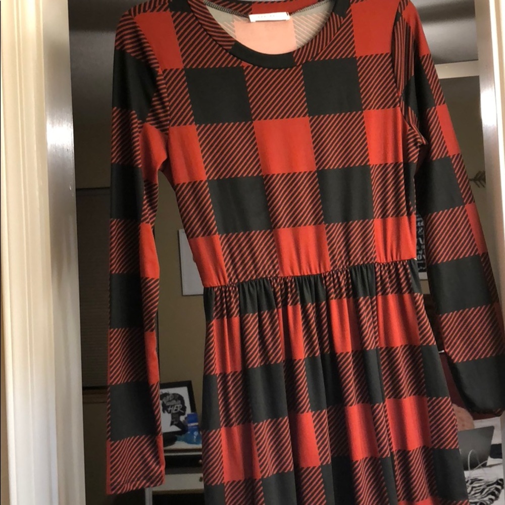 Red and black dress